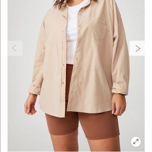 Cotton On Dad Shirt brown tan beige jacket button on long sleeve